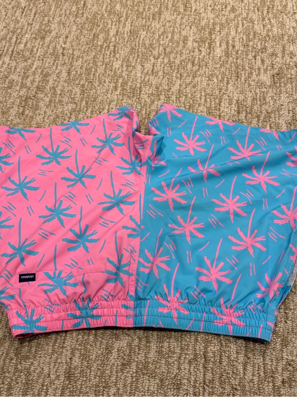 Chubbies Men's Pink & Blue Palm Print Swim Trunks - Picture 2 of 4